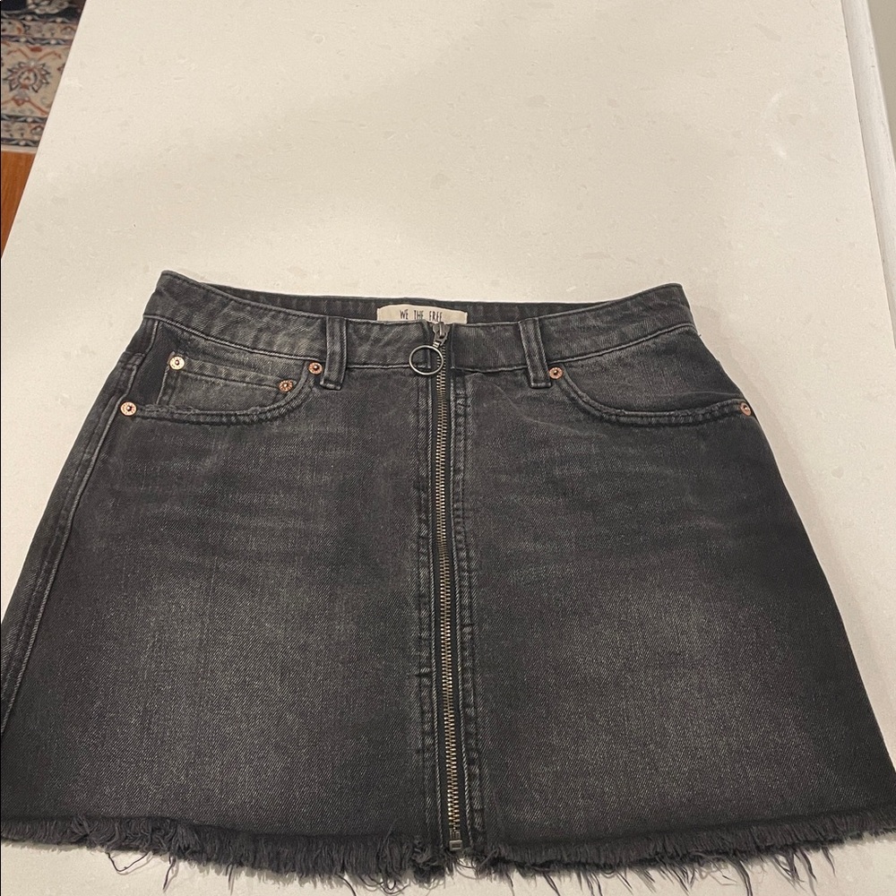 We The Free Black Denim Mini Skirt